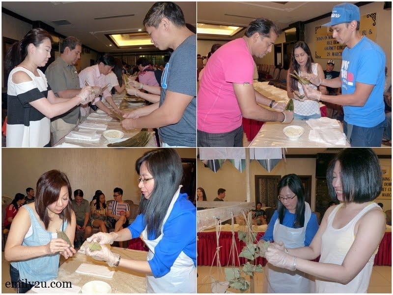 9. the making of rice dumpling in progress