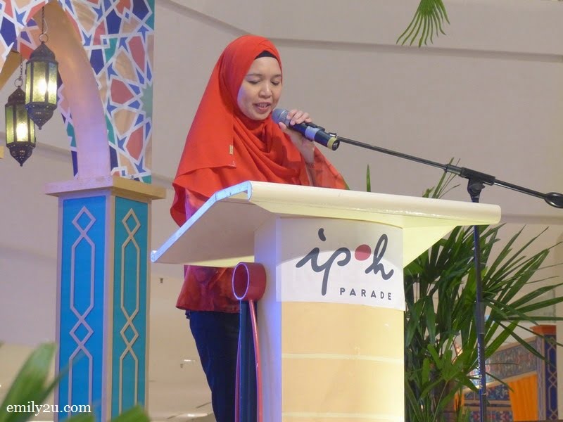 2. opening speech by Pn Noraini, Ipoh Parade A&P Executive, who represents the management of the mall