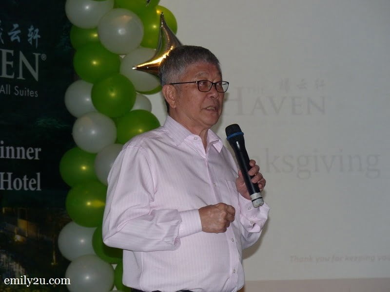 9. Mr. Peter Chan, CEO of The Haven, addresses his guests