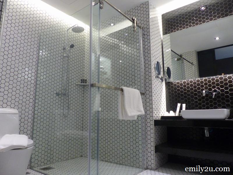 6. washroom with glass partitions