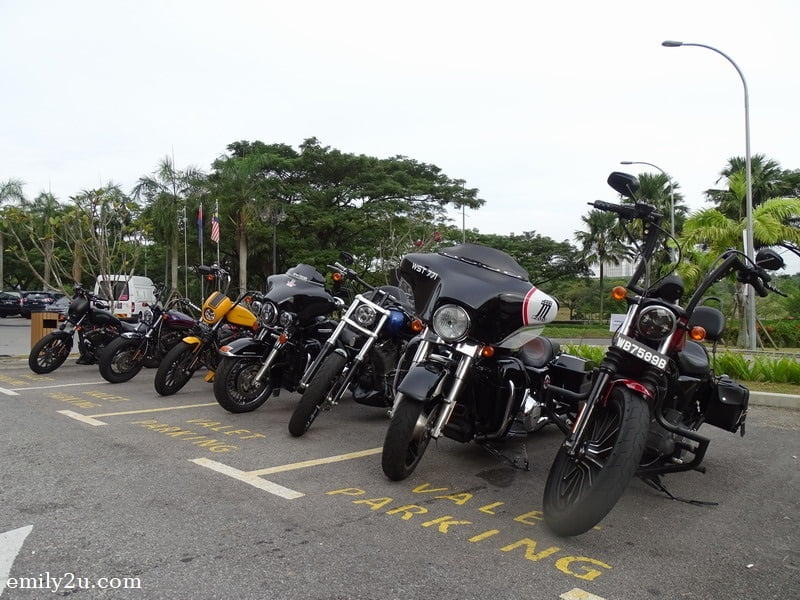  16. sparkling Harley-Davidson bikes parked in front of Millésimé Hotel, Johor 