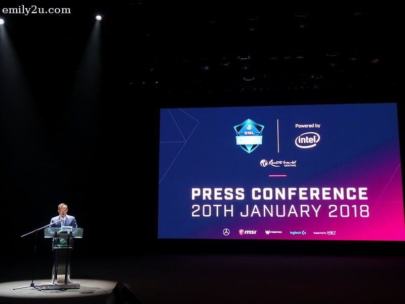 1. Kevin Tann, Vice President of Promotions & Entertainment at Resorts World Genting, during his opening speech at the launch of ESL One Genting 2018 at Genting International Showroom.