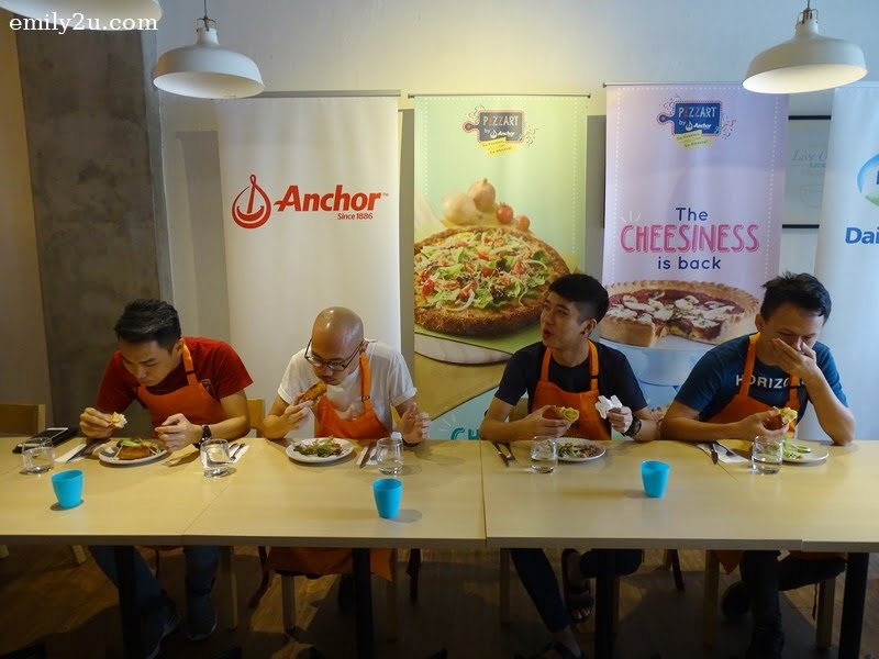 13. pizza eating competition in progress at Mustard Sandwich House