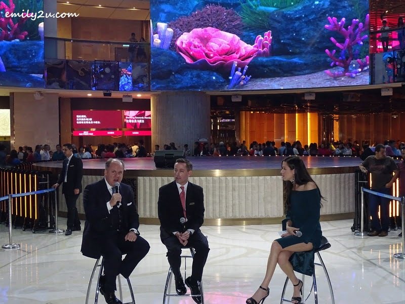 7. L-R: Regis Brown, Deputy Managing Director of Genting Studios and Brian Machamer, Senior Vice President of Theme Park, Resorts World Genting share in-depth information at the exclusive launch of Ocean Groove, with emcee Nadia Heng