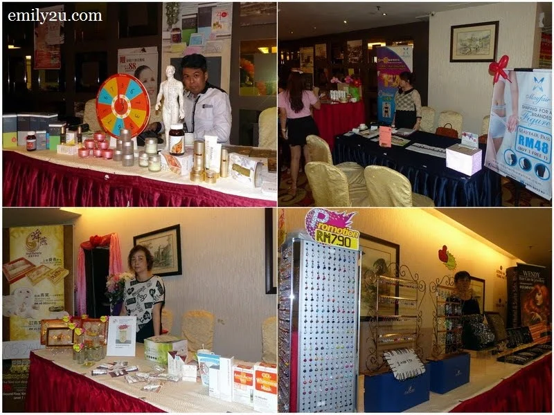 3. participating vendors (clockwise from top left): Rejeune, Mayfair Bodyline, Wendy Hair Care & Jewellery and Shun Dynasty