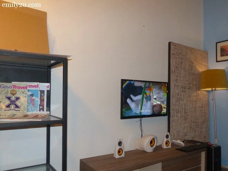 5. entertainment corner - the television streams Netflix and other online channels 24/7