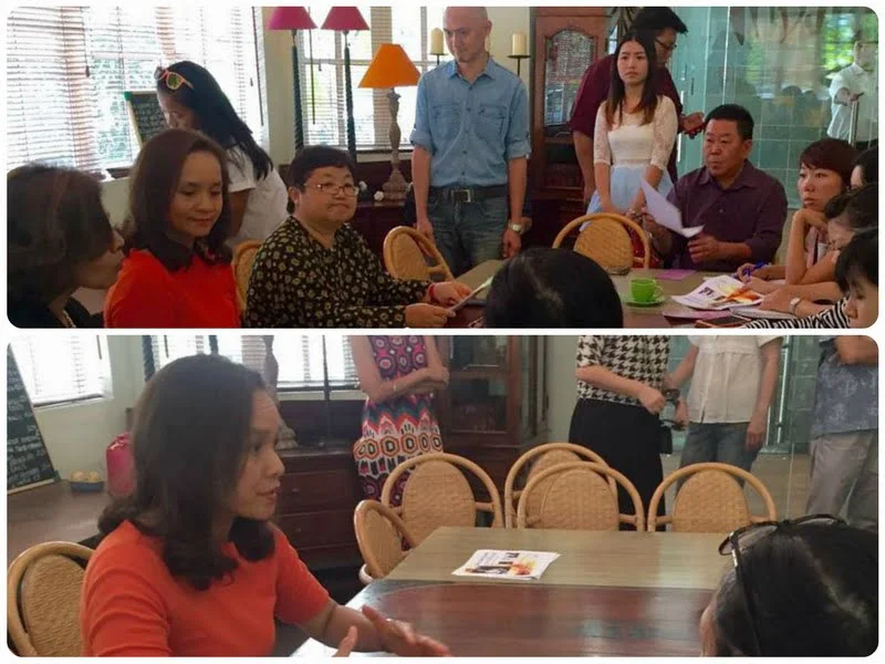 2. Lynn Yew Evers addresses members of the press