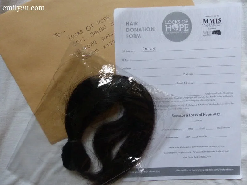 to be sent off to Locks of Hope Association