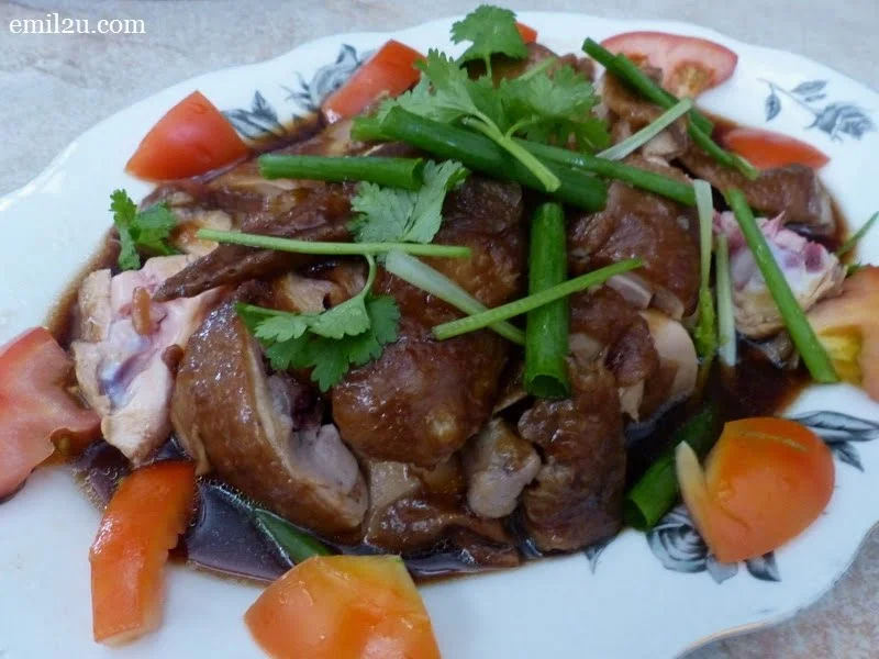 12. Soy Sauce Virgin Chicken - in pieces now, plus spring onions, parsley and tomato slices