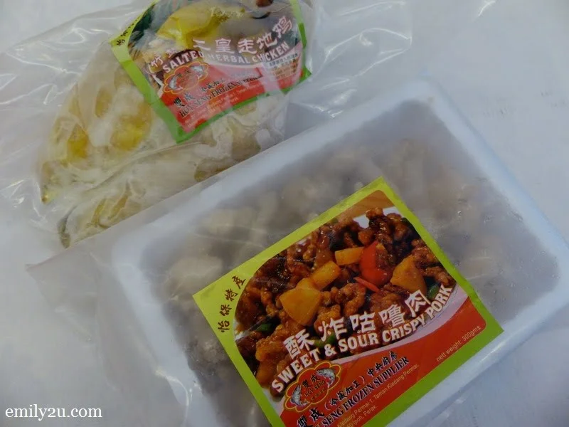 2. salted herbal chicken and sweet & sour crispy pork