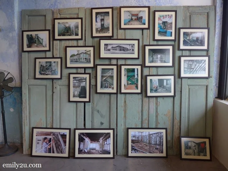 photographs that document the restoration process of this building