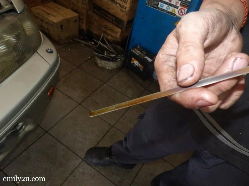 8. check the dipstick - mechanic declares A-OK!