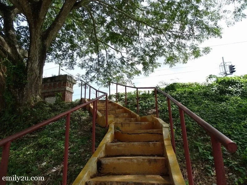 2. take this flight of stairs to go to the bridge