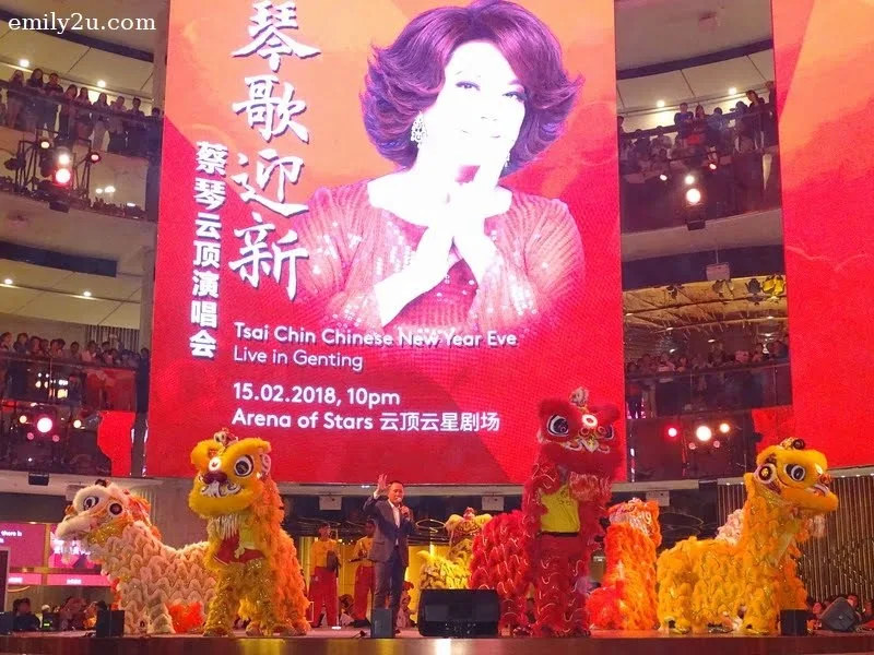 1. Mr. Kevin Tann, Vice President of Promotions & Entertainment at Resorts World Genting, on stage with eight prosperity lions