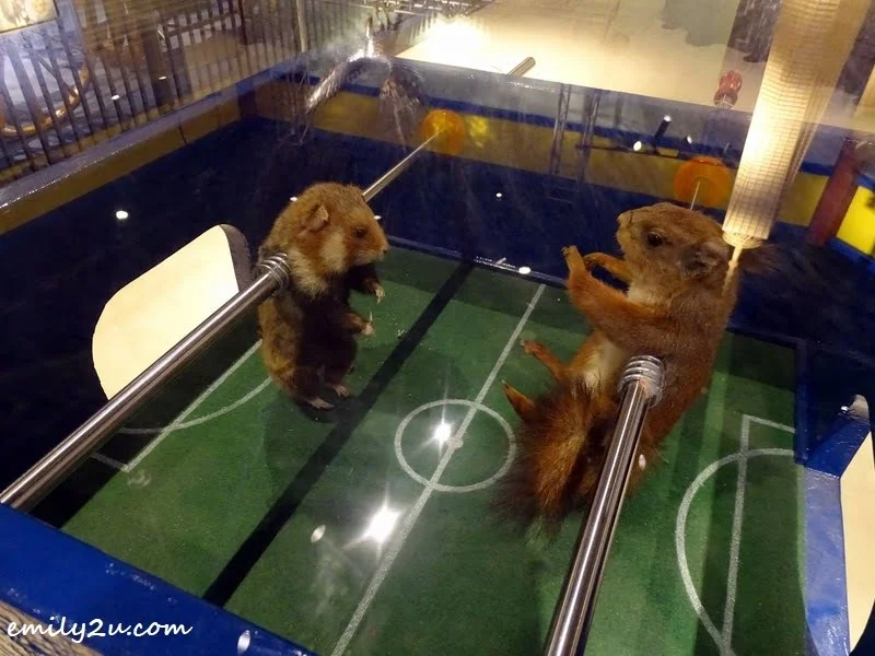 14. Hamster vs. Squirrel Taxidermy Foosball