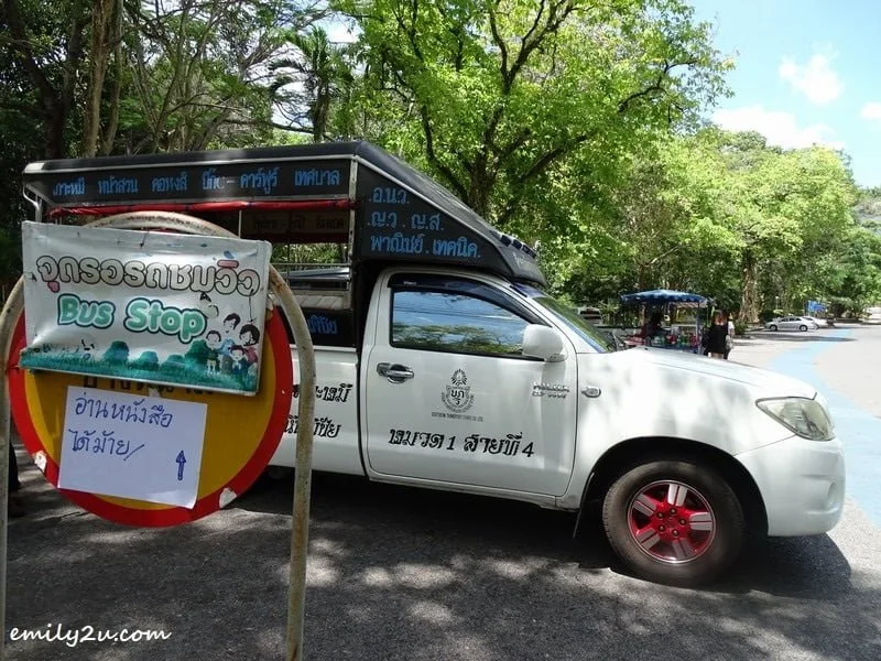 2. songthaew at the entrance of park