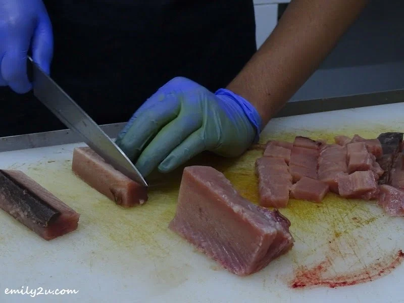 4. cut tuna into cubes