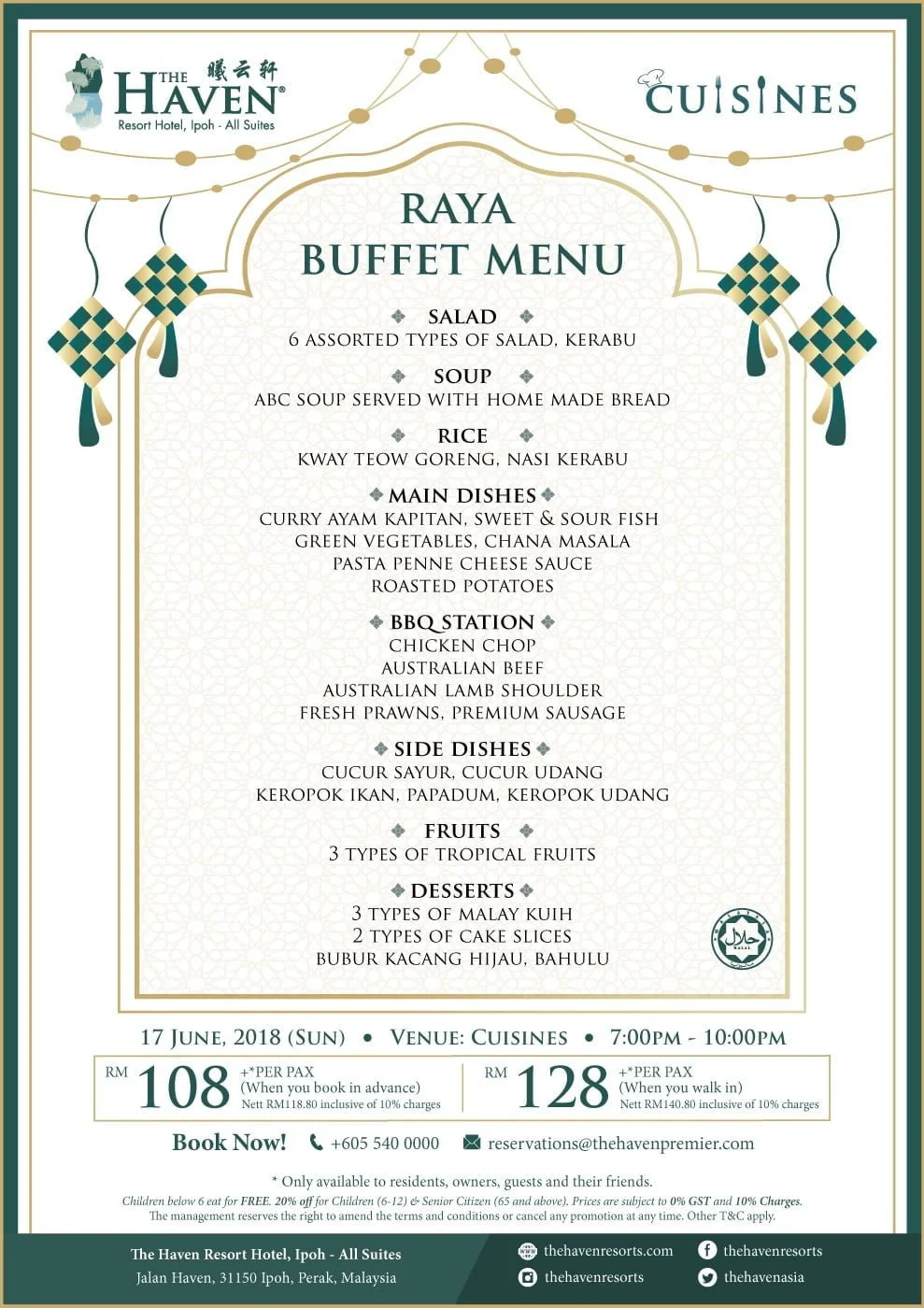 menu for Sunday, 17th June, 2018