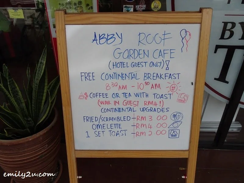 7. menu of the day - complimentary for hotel guests, a minimum charge for walk-in customers