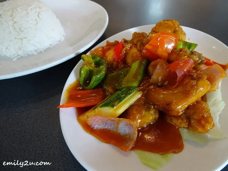 7. Sweet & Sour Chicken with white rice
