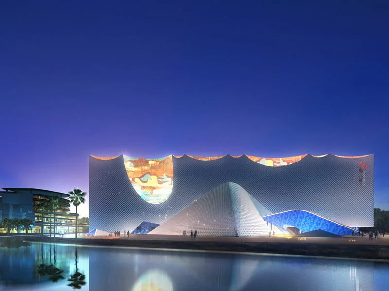 artist's impression of Encore Melaka (theatre) at night