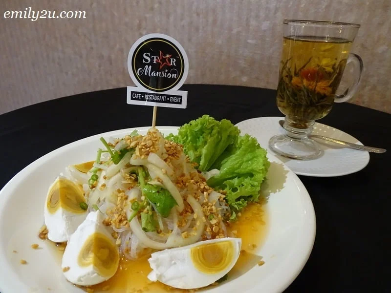 10. Glass Noodle Salted Egg along with Fancy Corbeil Blooming Flower Tea