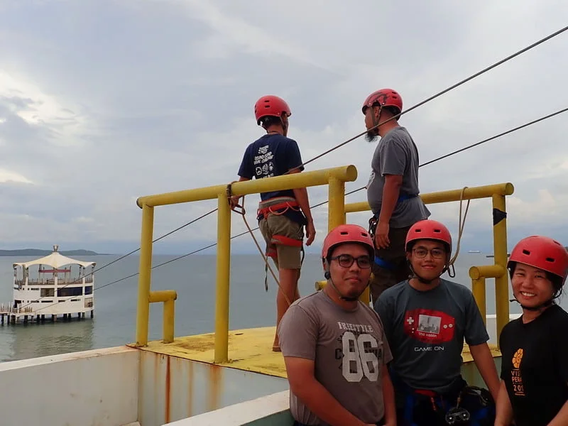  3. (L-R) Fattah, Mirul & I wait for our turn at the zipline (photo courtesy of rambleandwander.com)