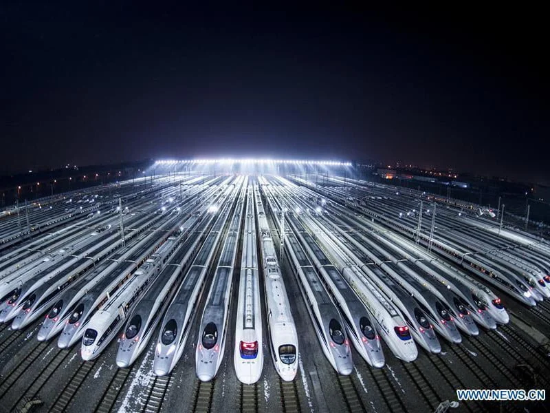 high speed trains in Wuhan (Credit: Chinanews.com)