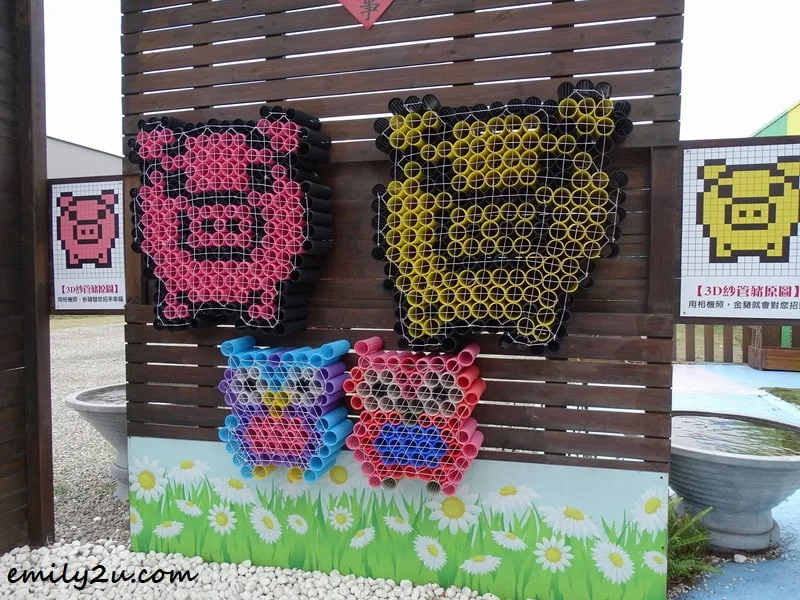a pair of piggies to welcome the Year of the Boar, made from plastic tubes