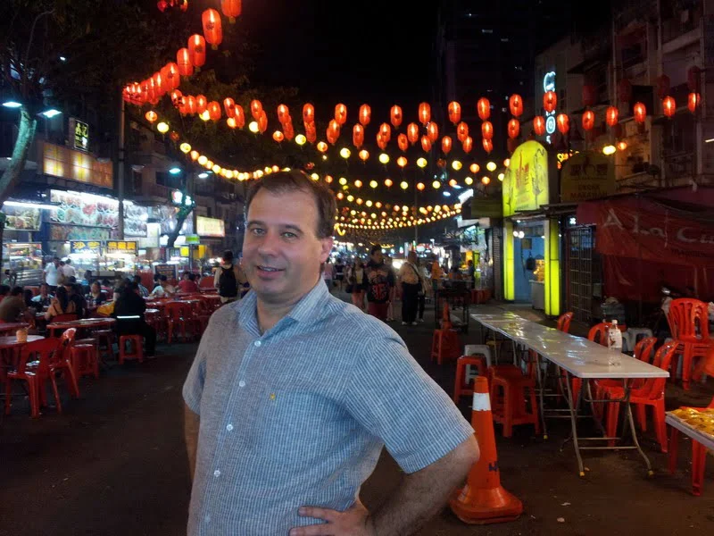 Rohan Cox enjoying the scene at Jalan Alor, Kuala Lumpur