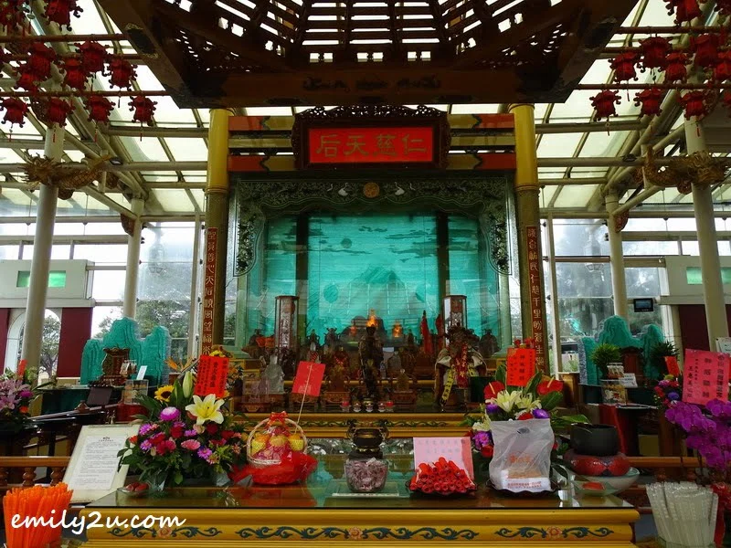main altar with a mountain backdrop made of glass