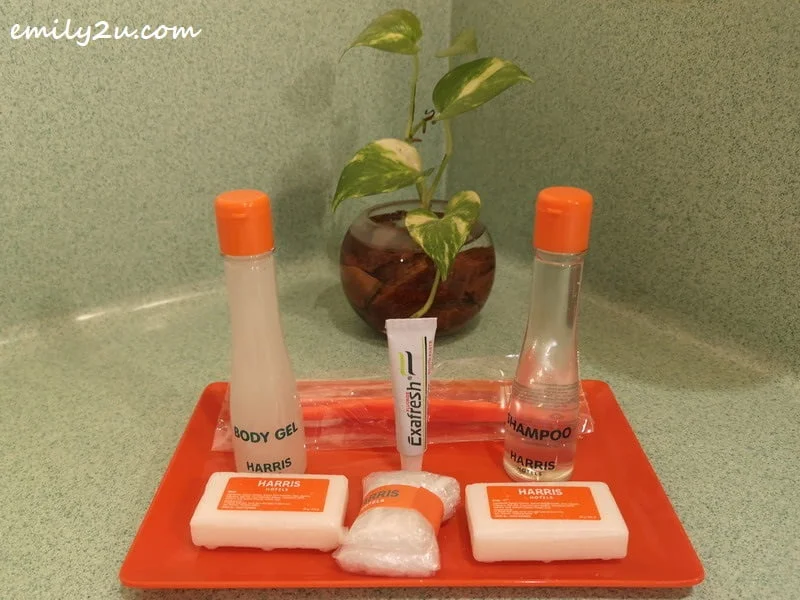 complimentary shower amenities set