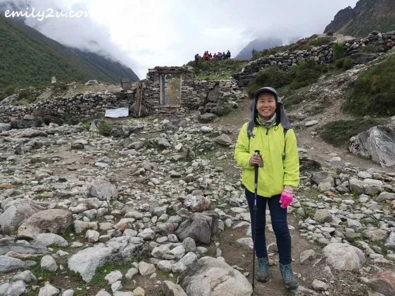 cold, hence the glove, and sunhat to protect against the sun