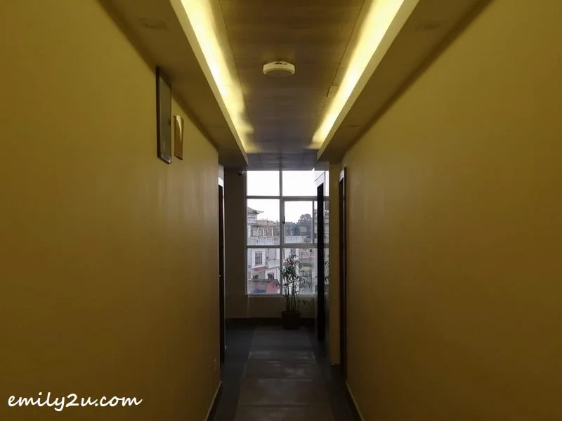 corridor that looks out to the streets