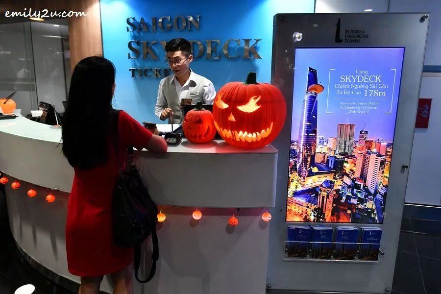 at the ticketing counter