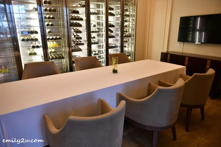 indoor dining with wine cellar