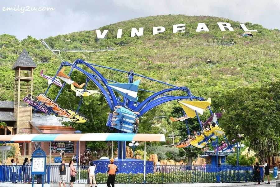 one of the flying rides with Vinpearl wording in the background