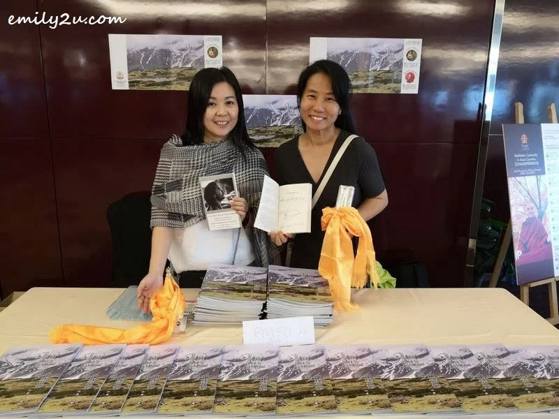 author Ms Leong Oi Yin (L) & yours truly (R) with our Christmas gifts from the Venerable Yongey Mingyur Rinpoche