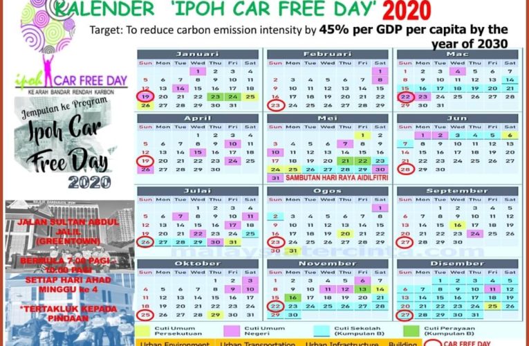 2020 Ipoh Car-Free Day Calendar