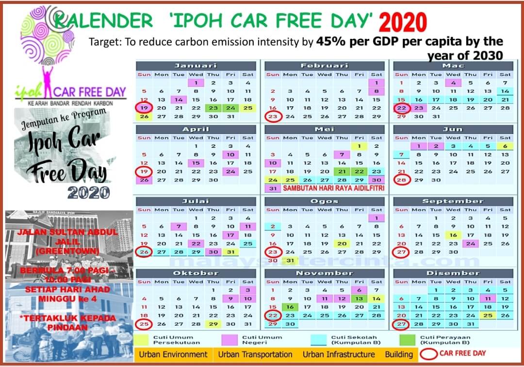 2020 Ipoh Car Free Day Calendar From Emily To You