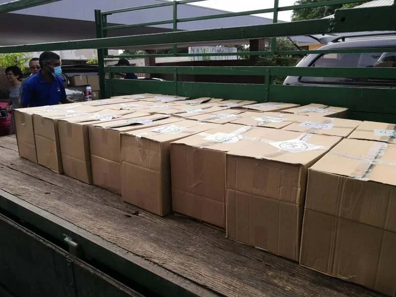 boxes of vegetables to be distributed to the needy