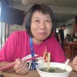 Kyoko Notomo eating pan mee