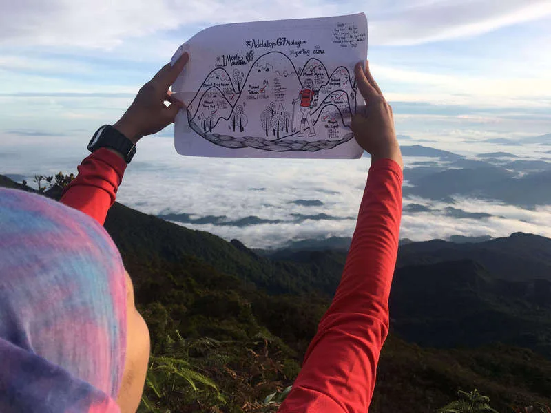 Adela's own doodle #AdelaTopsG7 Malaysia. Completed at Mt Tahan.