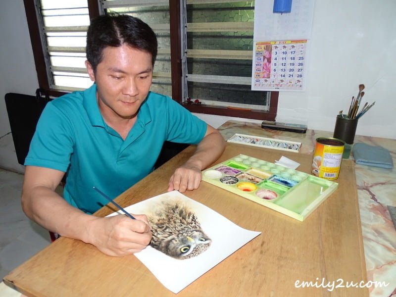 Chong Kok Leng painting at home