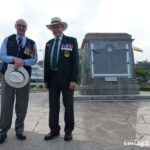 Ken McNeill (L) & Fred Simpson (R) in front of Ipoh Cenotaph War Memorial