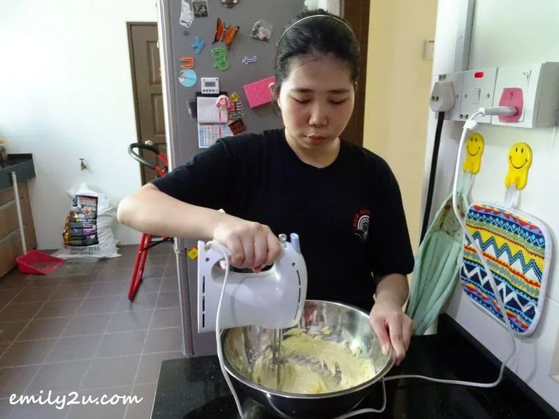 Keen mixes the batter
