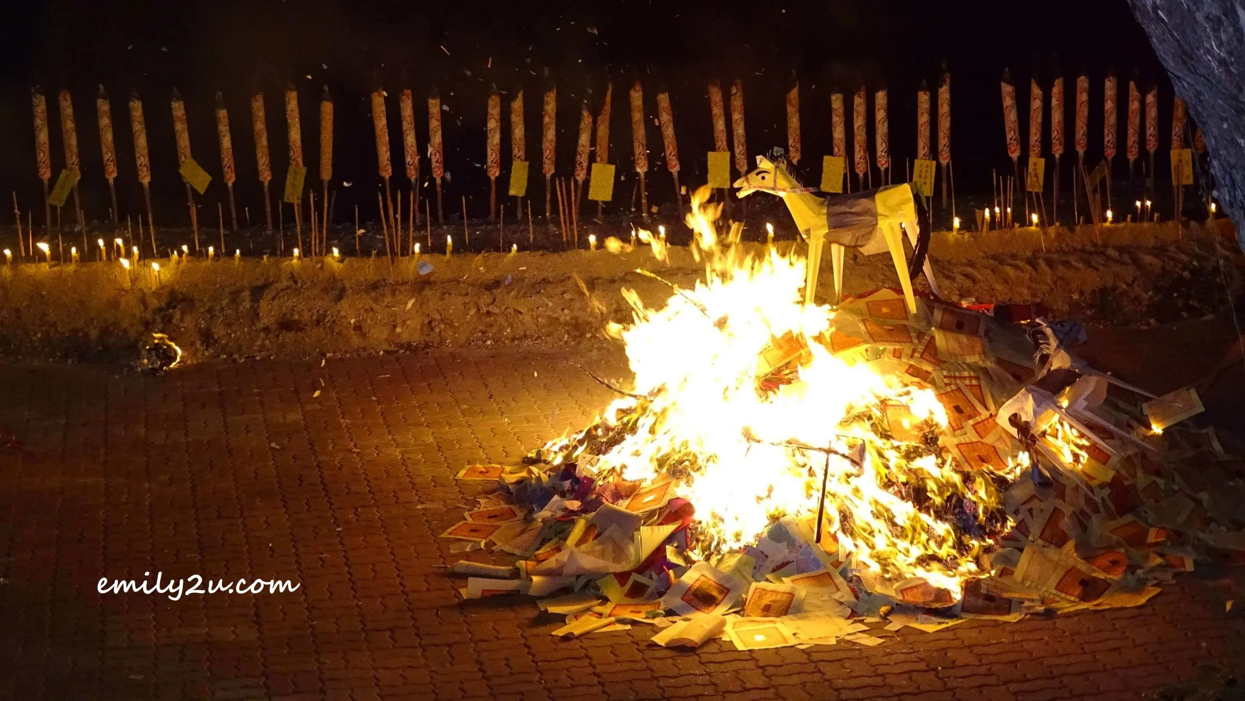 joss paper set on fire as offering to the spirits