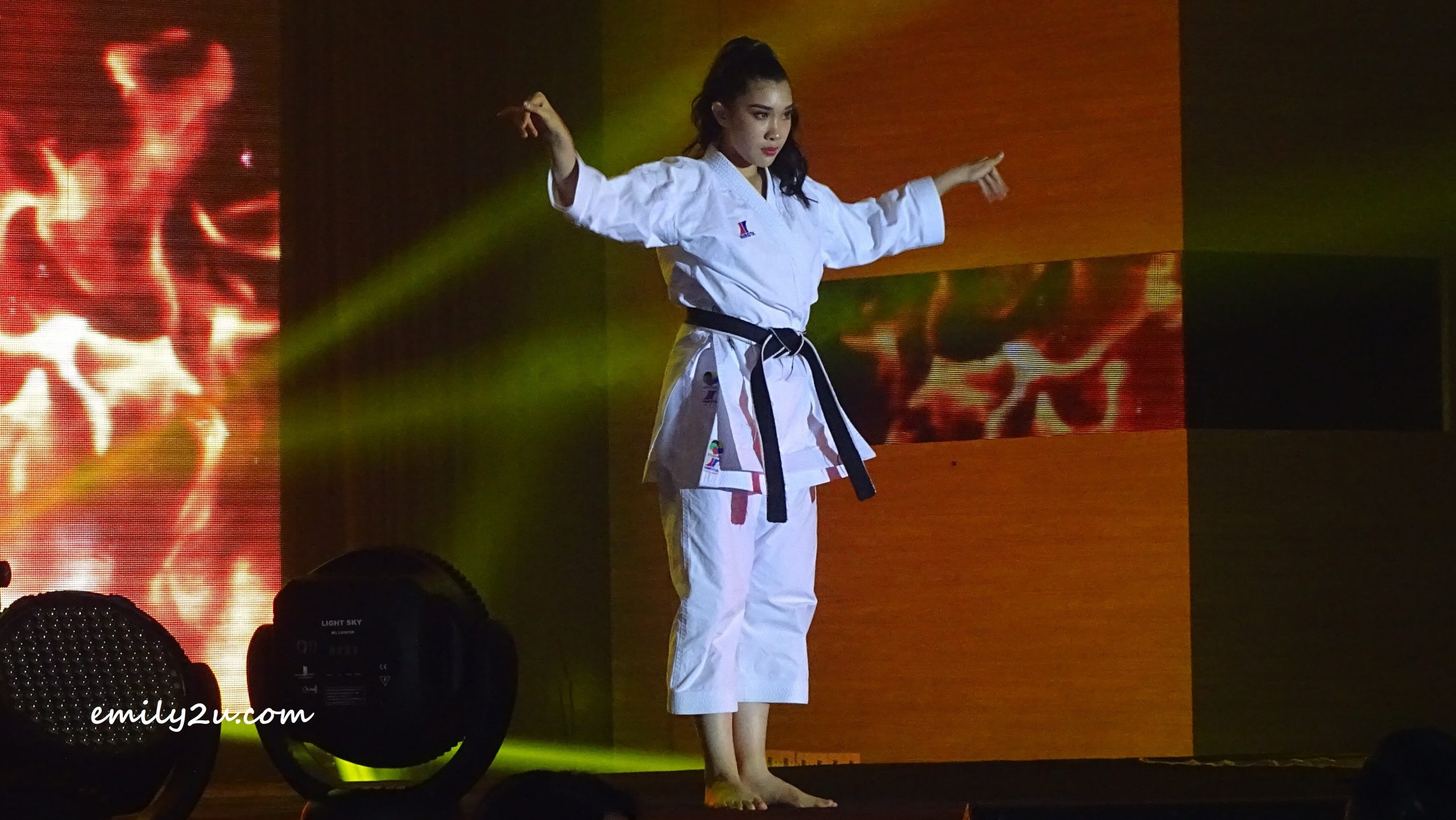 one of the five finalists selected for the Best in Talent Performance: Ellen Rachel with her martial art routine