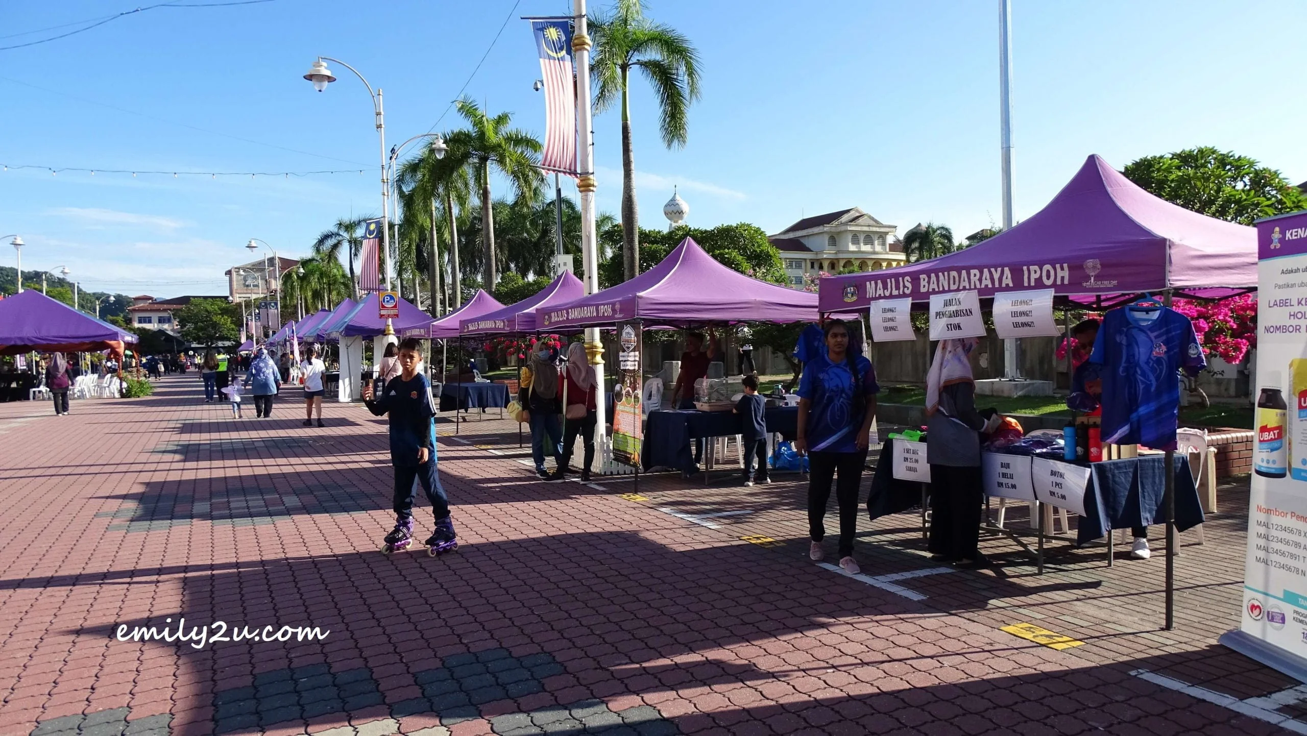 the many booths at this morning's Ipoh Car Free Day 