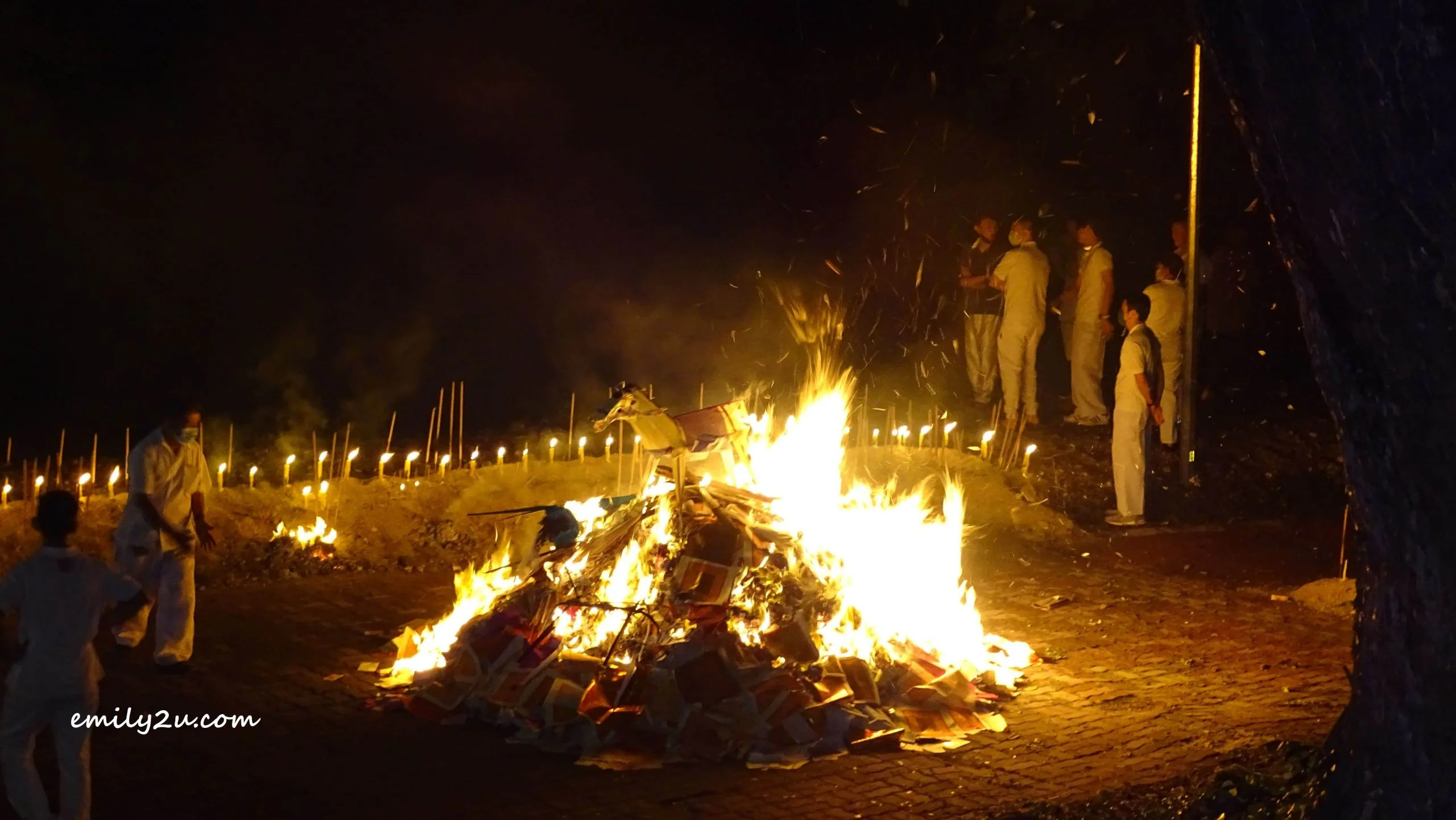 joss paper set on fire as offering to the spirits